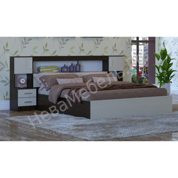 Кровать с прикроватным блоком Бася 1,6м (ВВР)