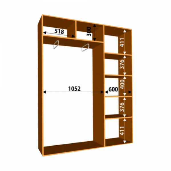 Шкаф-купе 1700x450x2100(Цена указана с учетом фасадов Зеркала или Глухие)