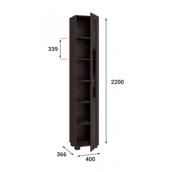 Шкаф-пенал со стеклом «Монблан» МБ-22К венге подлинный/орех шоколадный (Компасс)