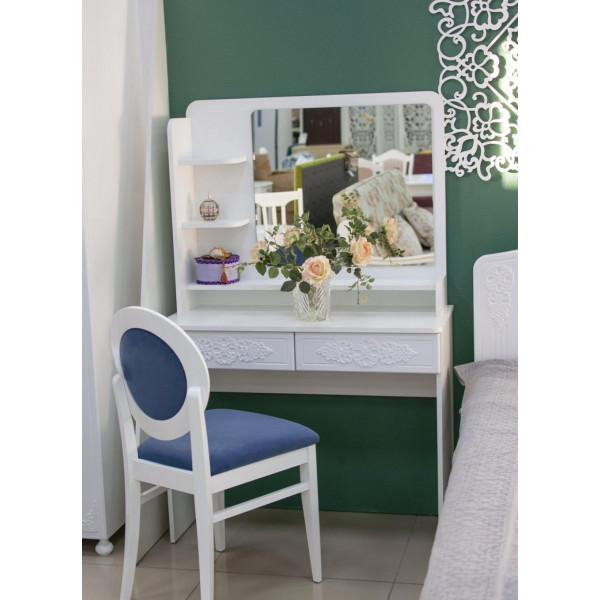 Туалетный столик с зеркалом Ассоль Лайт ТСН-2 белое дерево (Компасс)
